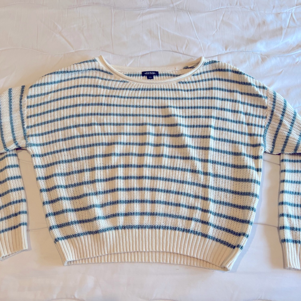 Wild Fable Target Brand Cream and Seafoam Blue Woven Cotton Sweater